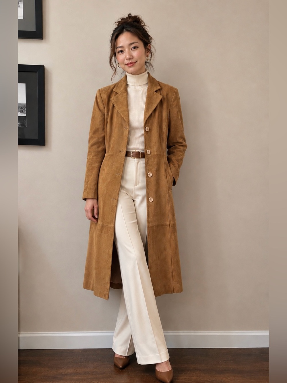 InWear Camel Coloured Goat Suede Leather Jacket